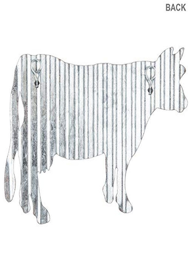Everydecor Cow Galvanized Metal Wall Art Decor - Corrugated Rustic Metal Hanging Sign Farm Animals Cow Silhouette Kitchen Fence Decor - Image 2